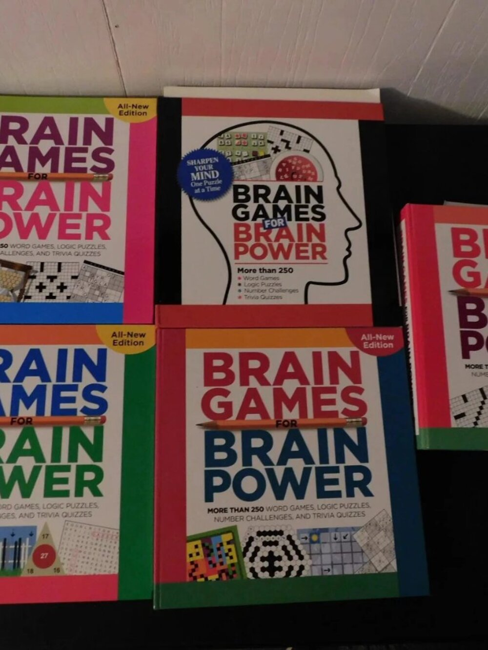 Brain Games for Brain Power Lot of 5 Activity Spiral Hardcover Books Seniors